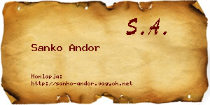 Sanko Andor névjegykártya